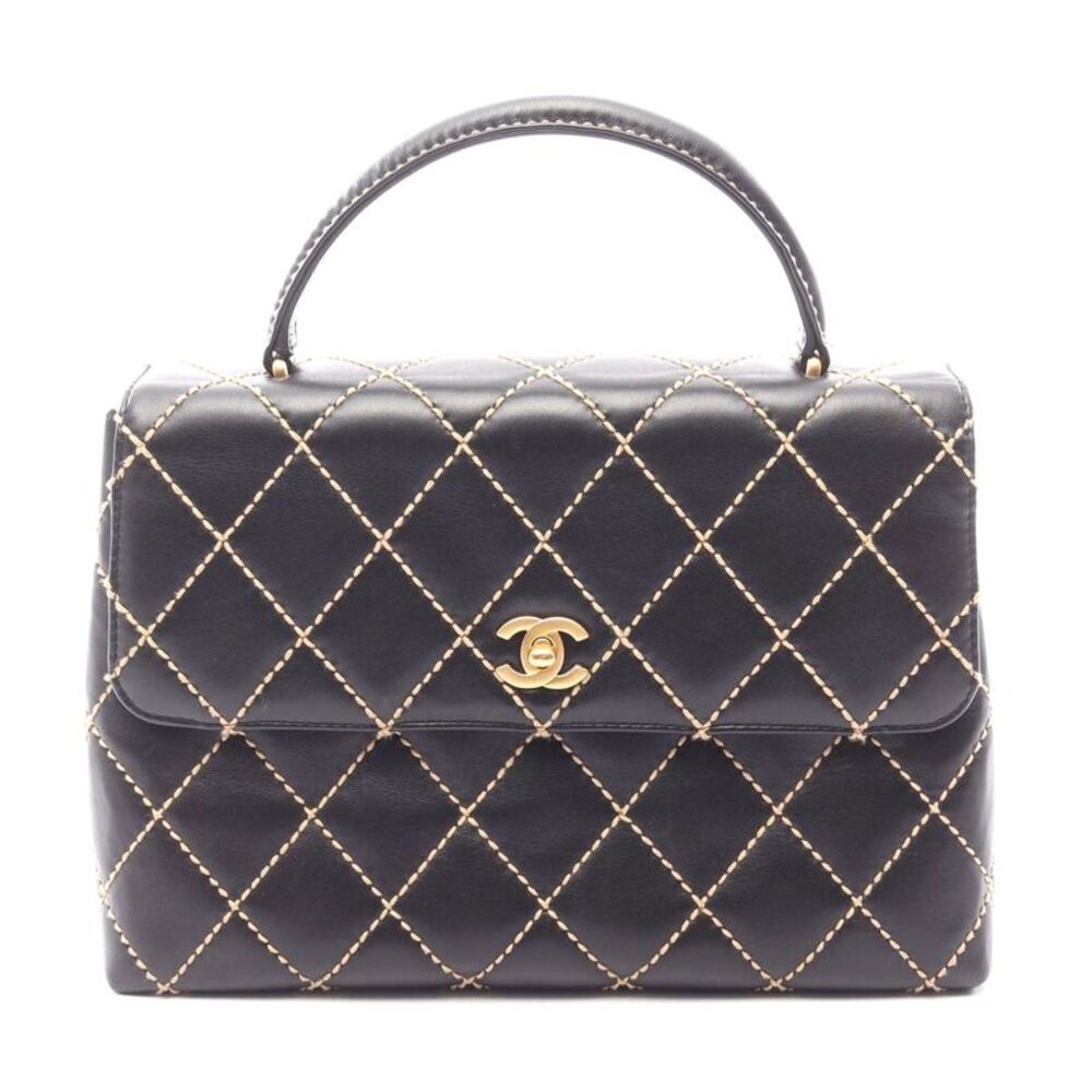 Chanel Leather Wild Stitch Top Handle Bag